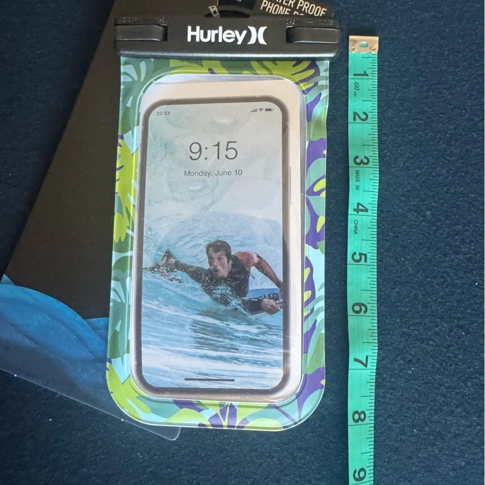 Hurley Blue/green tropical Case w/ lanyard🌴Durable Protective waterproof Cover💦